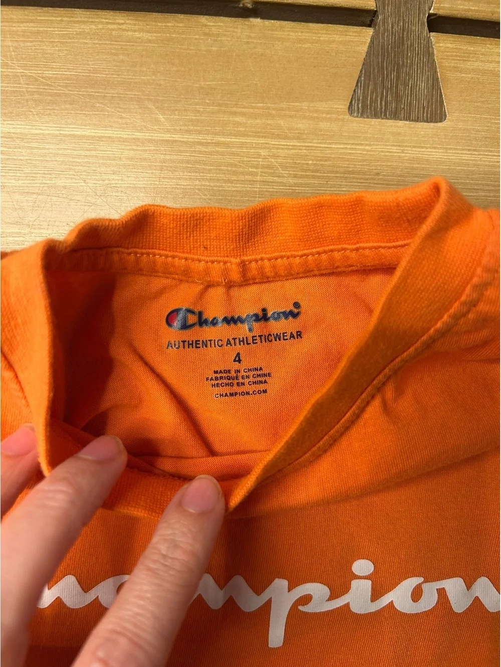 Champion Authentic Athleticwear Orange Kids T-Shirt Size 4